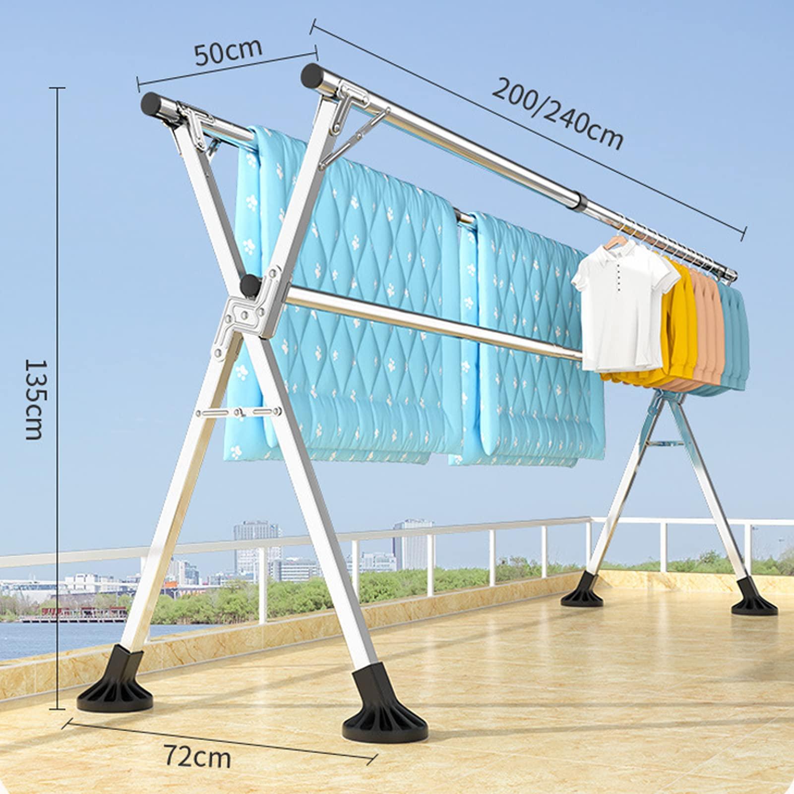 XYXHEII XYXHEII Clothes Drying Rack, Drying Rack Clothing Folding Indoor Outdoor, Heavy Duty Stainless Steel Laundry Drying Rack, Foldable Portable Clothes Drying Rack