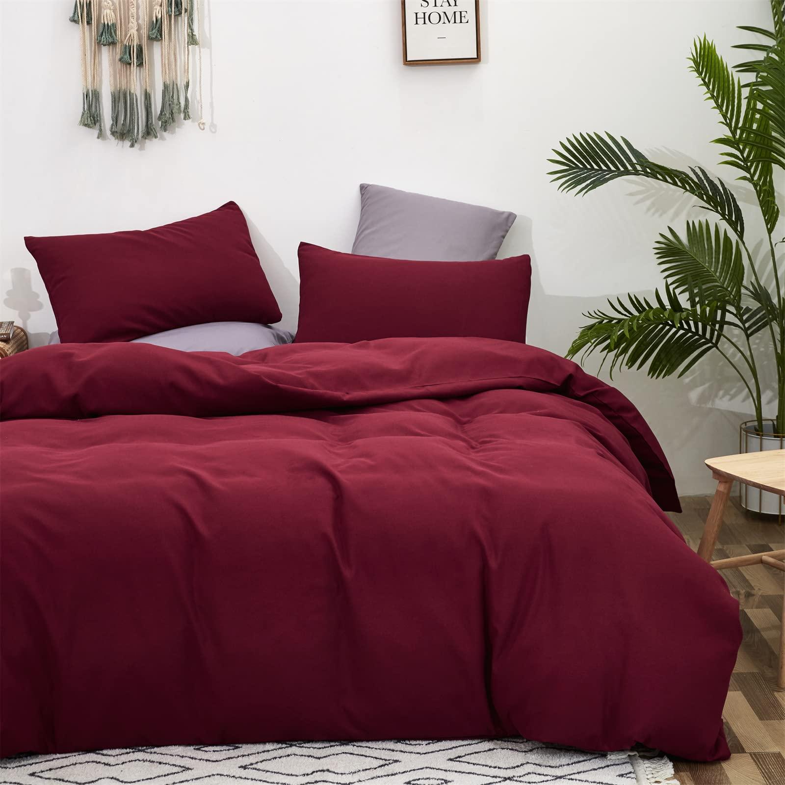 Luxlovery Luxlovery Burgundy Comforter Set Twin Maroon Dark Red Bedding Comforter Set Wine Red Soft Breathable Durable Blanket Quilts 3 Piece Burgundy Bedding Set for Teens Kids Twin Bed