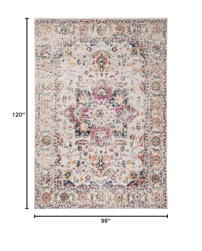 Safavieh SAFAVIEH Madison Collection Area Rug - 8' x 10', Fuchsia & Ivory, Snowflake Medallion Distressed Design, Non-Shedding & Easy Care, Ideal for High Traffic Areas in Living Room, Bedroom (MAD603R)