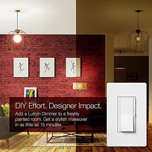Lutron Lutron Diva LED+ Dimmer for Dimmable LED, Halogen and Incandescent Bulbs with Wallplate | Single-Pole or 3-Way | DVWCL-153PH-WH | White
