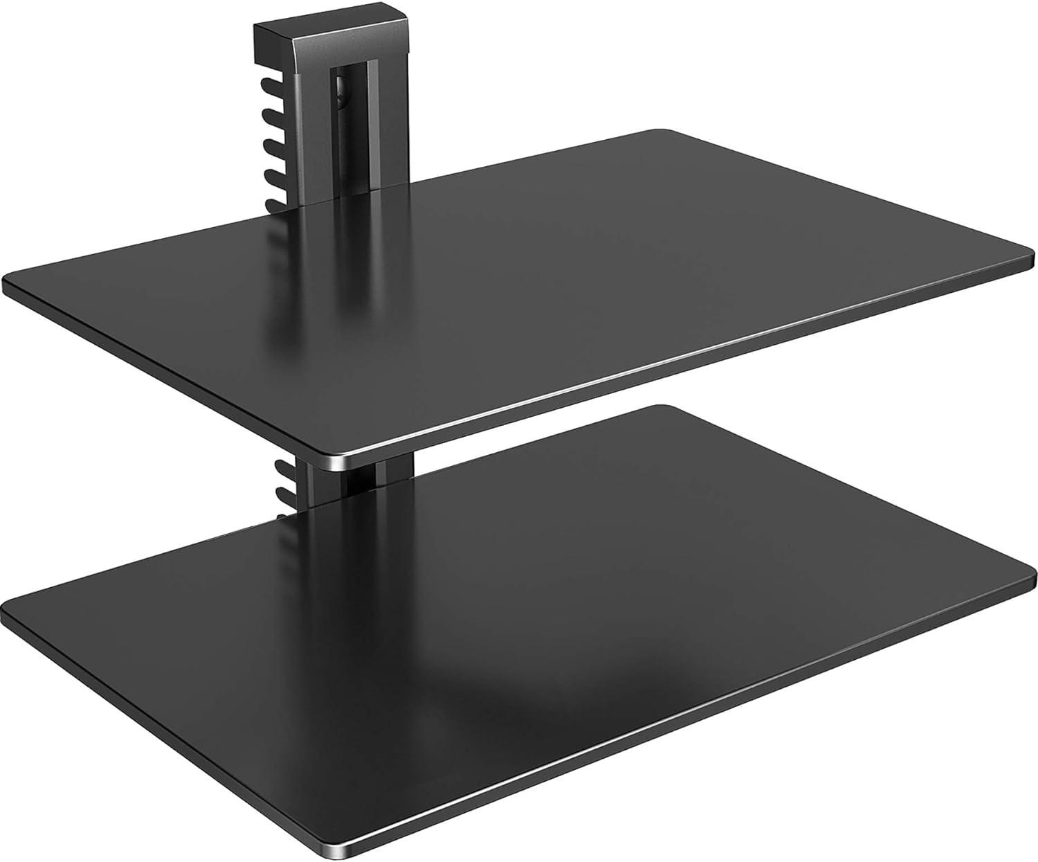 PERLESMITH PERLESMITH Floating AV Shelf Double Wall Mount TV Shelf - Holds up to 17.6lbs - DVD DVR Component Shelf - Perfect for Xbox, Projector, WiFi Router, Game Console and Cable Box, PSDSK2