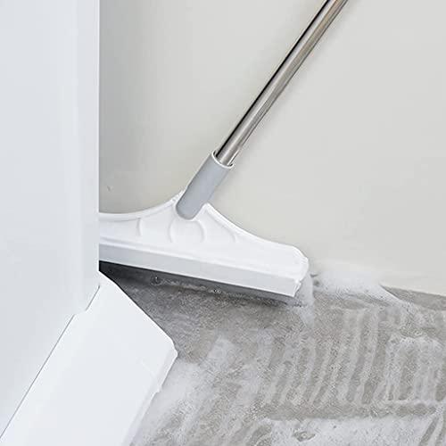 Beallio Beallio 2 in 1 Floor Brush Scrub Brush, Adjustable V-Shaped Cleaning with Long Handle, Bathroom Kitchen Crevice Squeegee, 120Degree Rotating Removable Head. (White)
