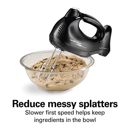 Hamilton Beach Hamilton Beach Power Deluxe 6-Speed Electric Hand Mixer with Snap-On Storage Case, QuickBurst, Beaters, Whisk, Powerful 250 Watt Motor, Bowl Rest, Black (62692)
