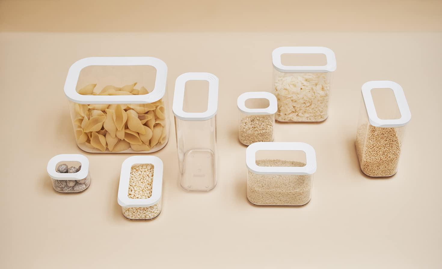 Rosti Mepal Mepal Modula Transparent Food Storage Containers | Perfect for Dry Goods | Dishwasher Safe | White Transparent Lids | 42oz/1250ml | BPA Free | Made in Holland