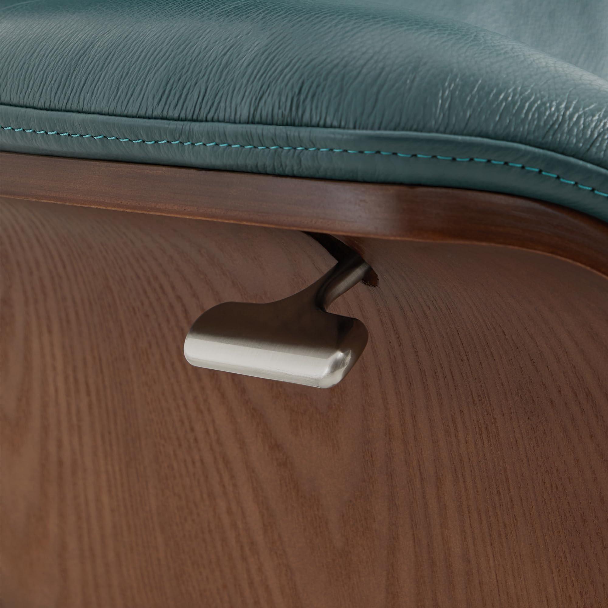 CHITA CHITA Genuine Leather Reclining Swivel Chair with Adjustable Headrest and Ottoman for Living Room, Teal