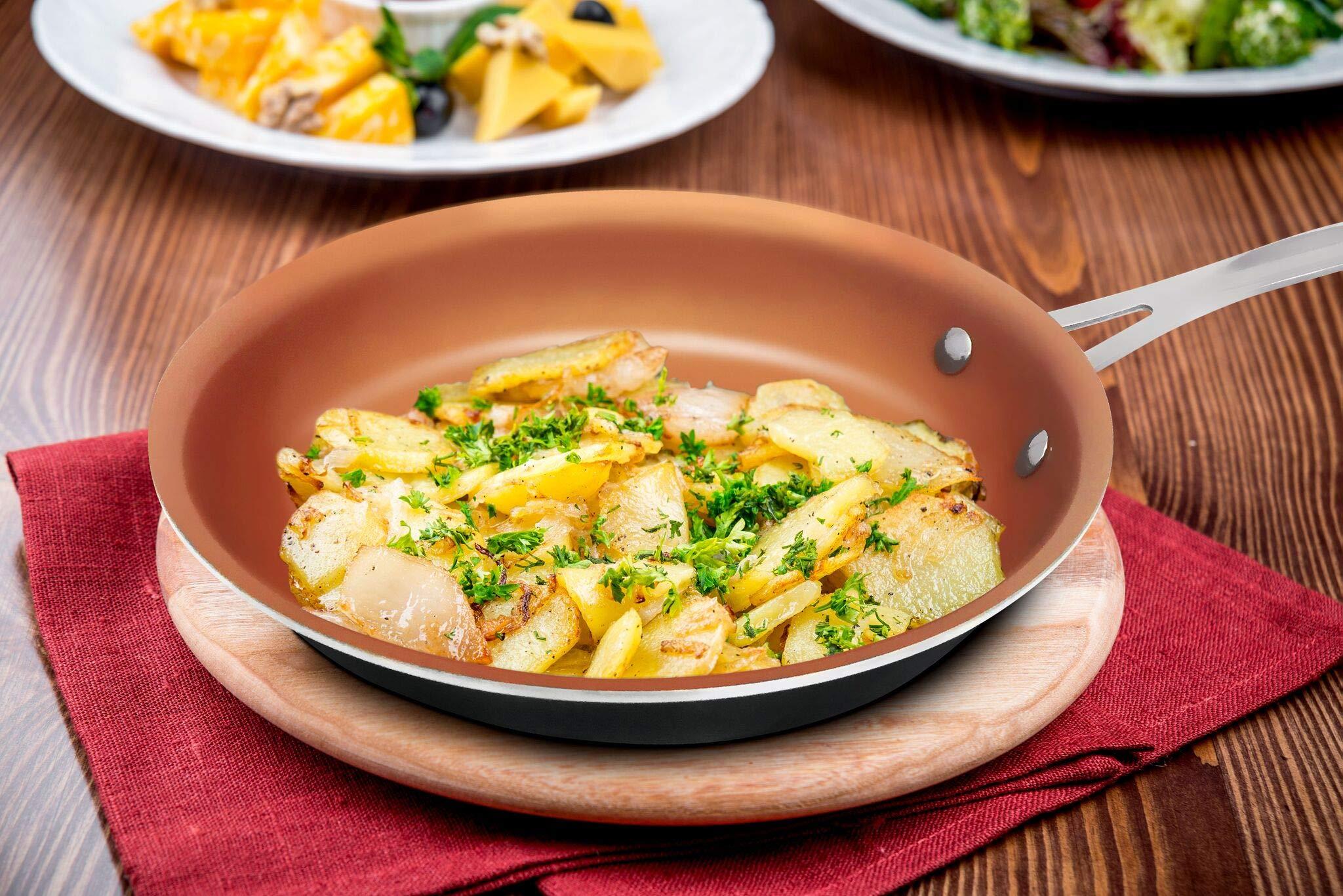 GOTHAM STEEL Gotham Steel 11 Inch Non Stick Frying Pan Nonstick Pan with Ceramic Copper Coating for Long Lasting Nonstick Frying Pan Skillet for Cooking with Stay Cool Handle, Oven/Dishwasher Safe, Non Toxic