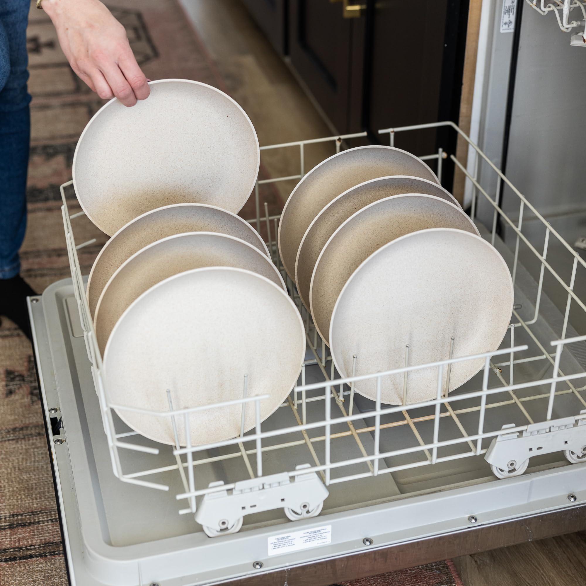 Grow Forward Grow Forward Premium Wheat Straw Plates - 9 Inch Reusable Hard Plastic Dinner Plates Set of 8 - Unbreakable Microwave Safe Plates for Dessert, Camping, RV, Outdoors, Patio, Kitchen Dishes - Sahara