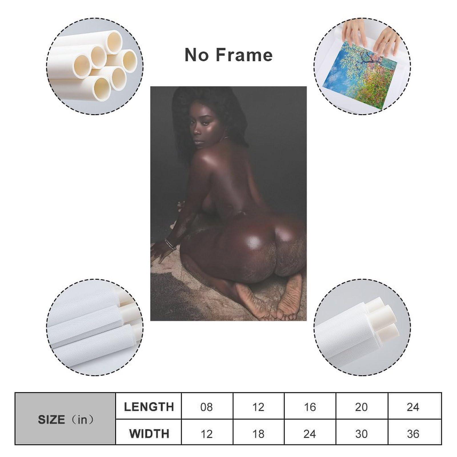 HBHCLXN HBHCLXN Sexy African Woman Art Poster Big Ass Poster Black Girl Body Poster Canvas Wall Art Posters For Room Aesthetic And Decor Pictures For Living Room Bedroom Decor 08x12inch(20x30cm)