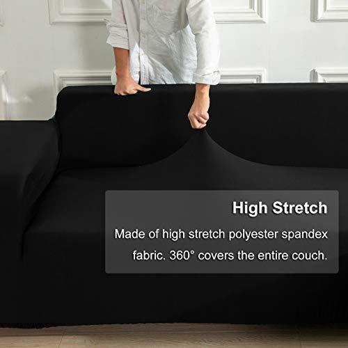 WOMACO WOMACO L Shape Sofa Covers Sectional Sofa Cover 2 pcs Stretch Sofa Slipcovers for L-Shape Couch (L-Shape 3+3 Seats, Black)