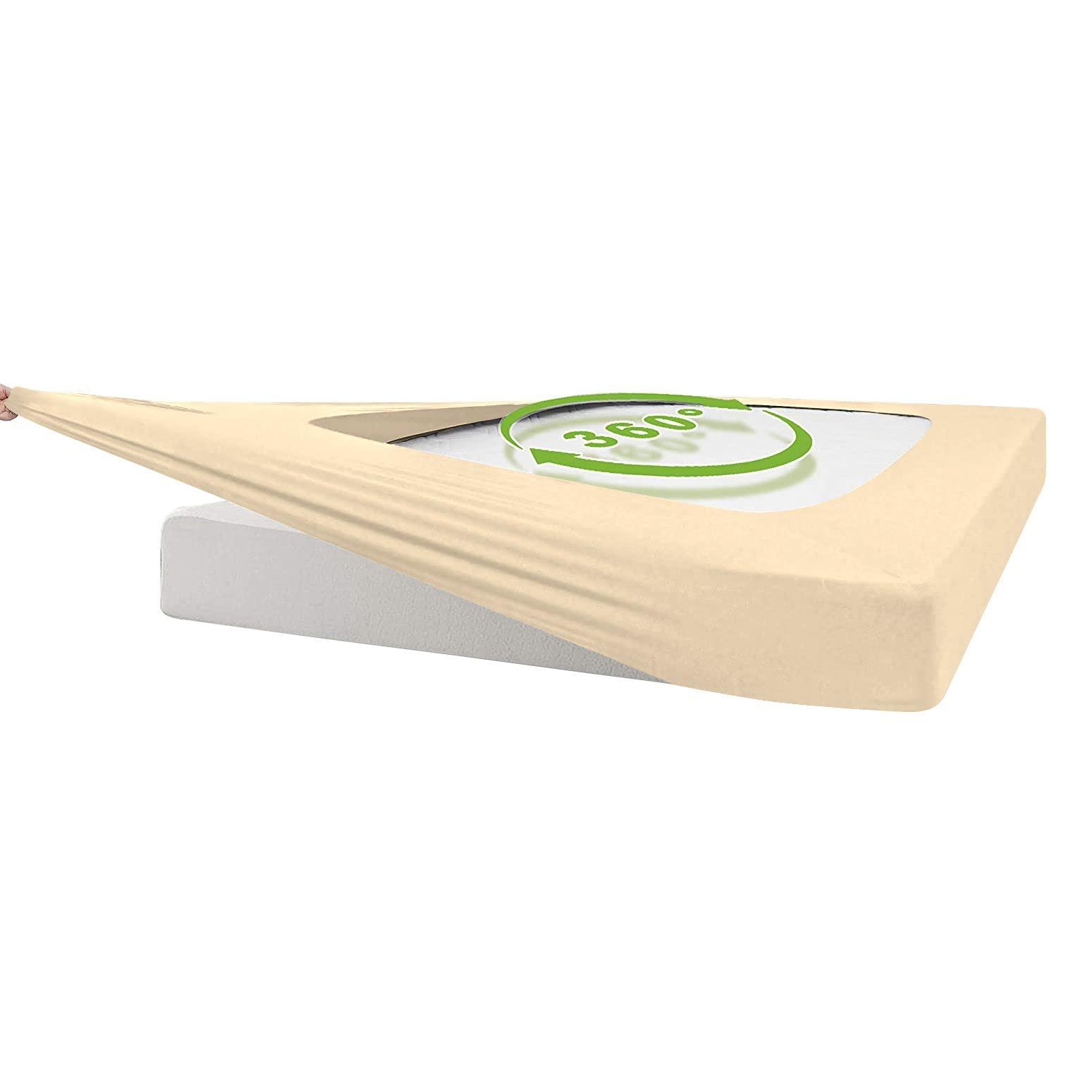 Kings Loft Kings Loft StretchWrap Box Spring Cover - 100% Egyptian Cotton, 1000 Thread Count, Wrap Around 4 Sides Bed Skirt for Hotel & Home, Fits Box Springs up to 28 Inch - TwinXL, Ivory