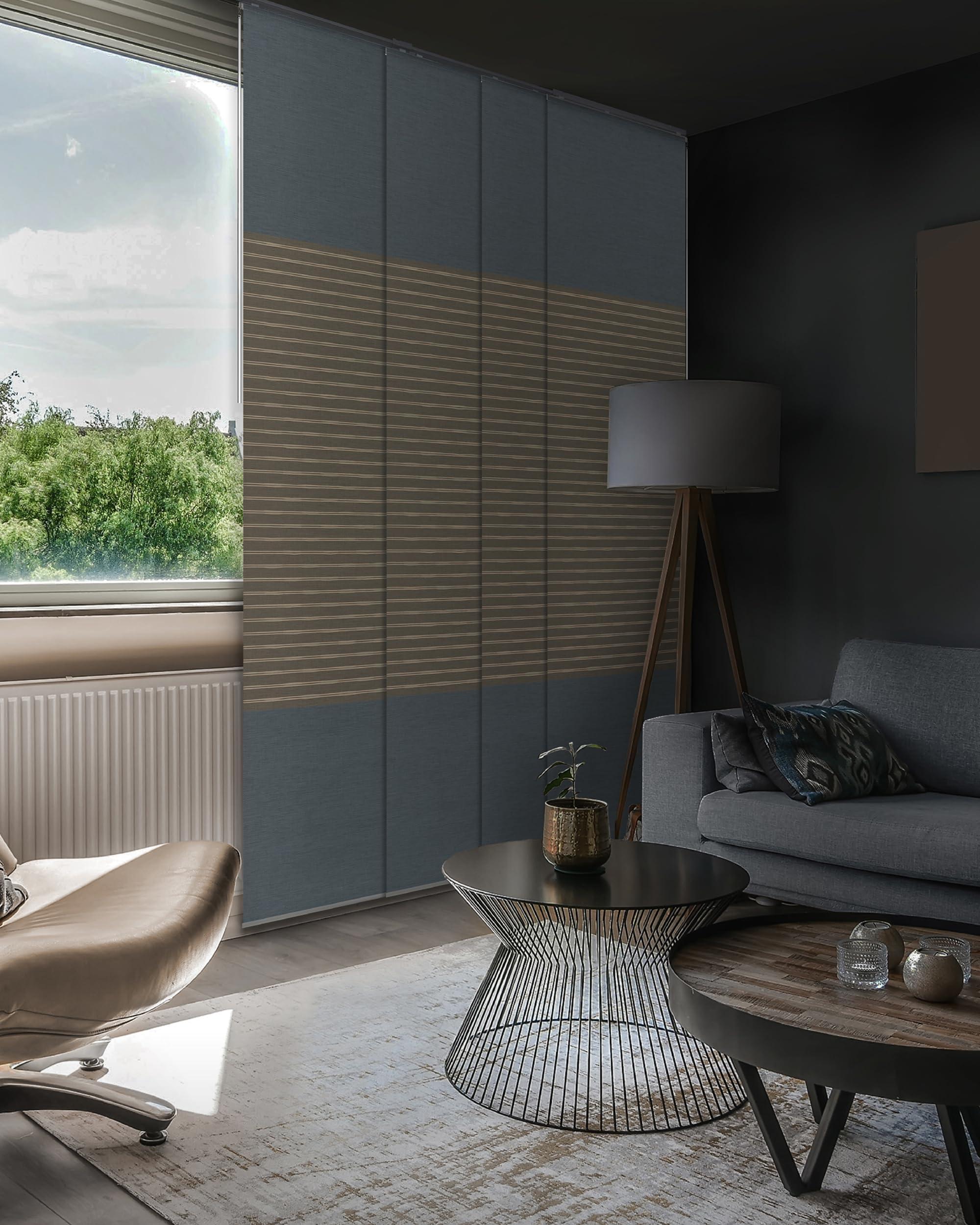 GoDear Design GoDear Design 99.99% Blackout Adjustable Sliding Vertical Blinds 45.8"- 86" W x 96" H, Extendable Window Blinds for Sliding Glass Doors Patio Doors, Trimmable Panel Curtains, Denim Stitch