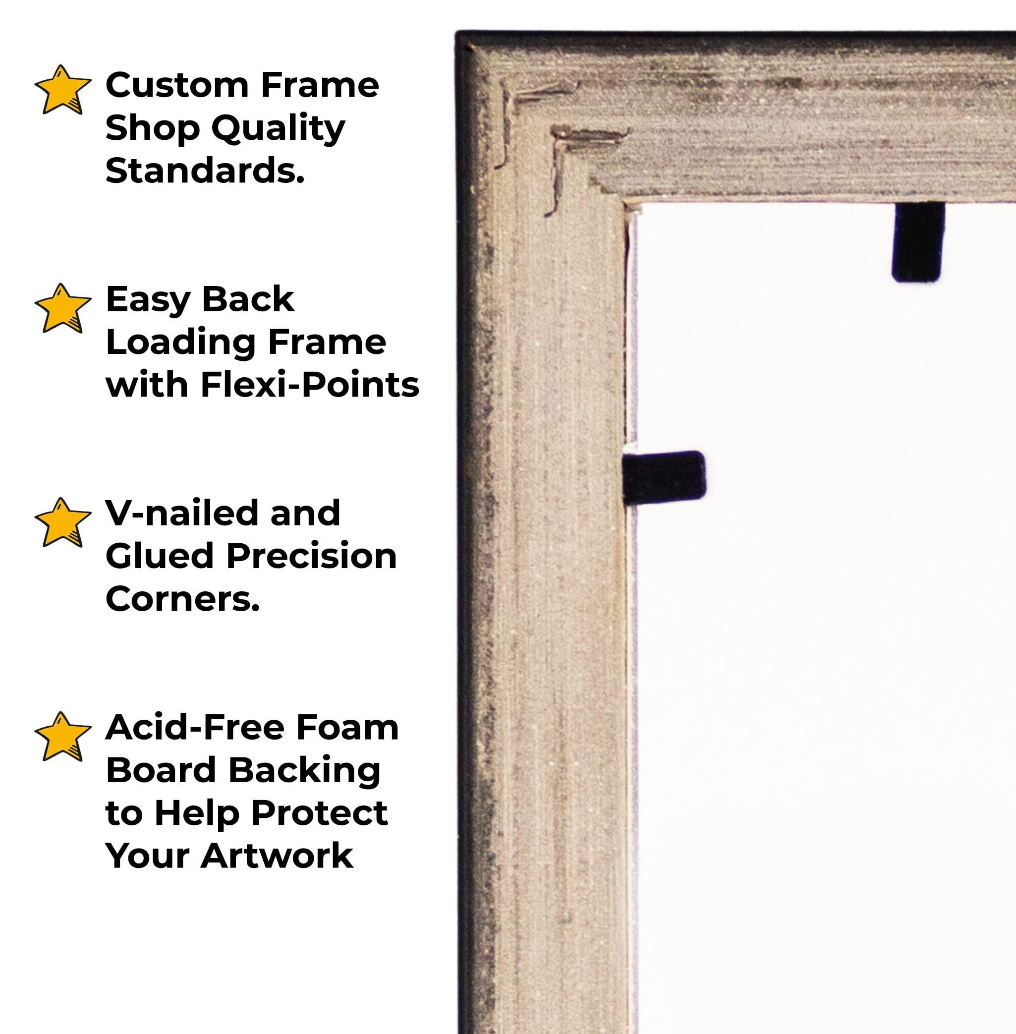 CountryArtHouse 35x27 Frame Blue Picture Frame - Complete Modern Photo Frame Includes UV Acrylic Shatter Guard Front, Acid Free Foam Backing Board, Hanging Hardware Wood Wall Frames for Family Photos - no Mat