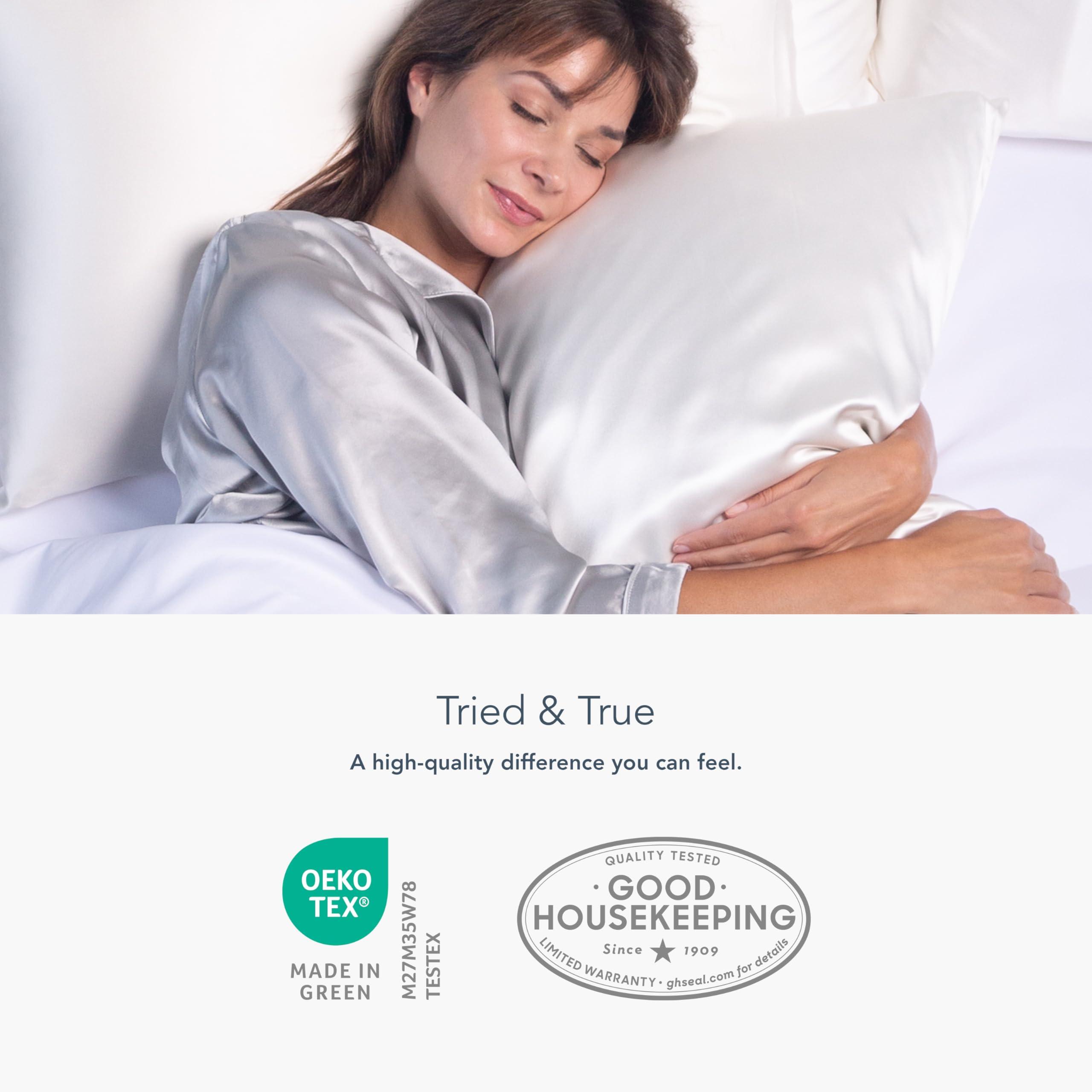 Fishers Finery Fishers Finery 19mm 100% Pure Mulberry Silk Pillowcase, Good Housekeeping Quality Tested (White, K)