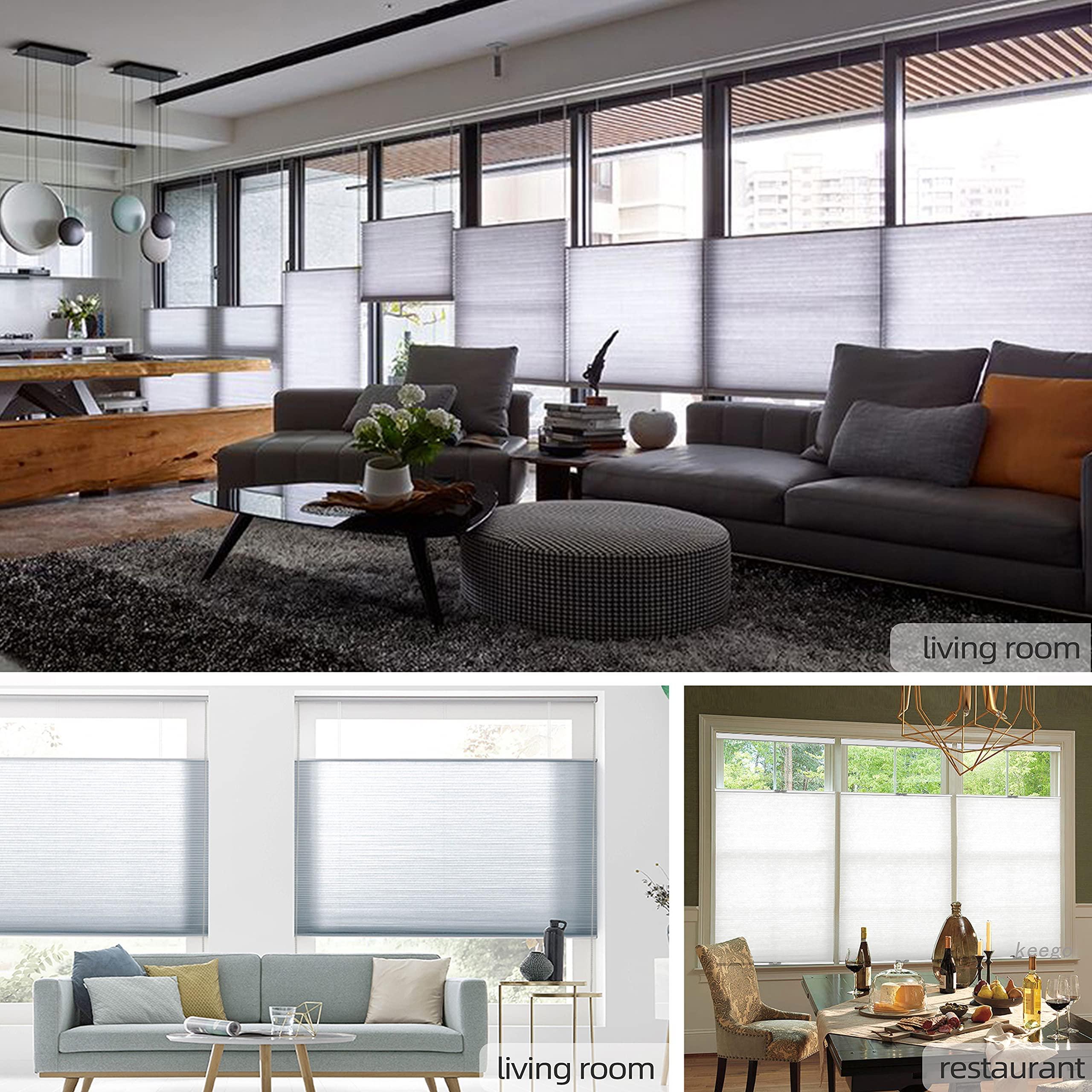 Boolegon Boolegon Top Down and Bottom Up Cellular Shades for Windows Light Filtering Cordless Honeycomb Blinds Thermal Insulated Custom Cut to Size,White,29" W x 44" H