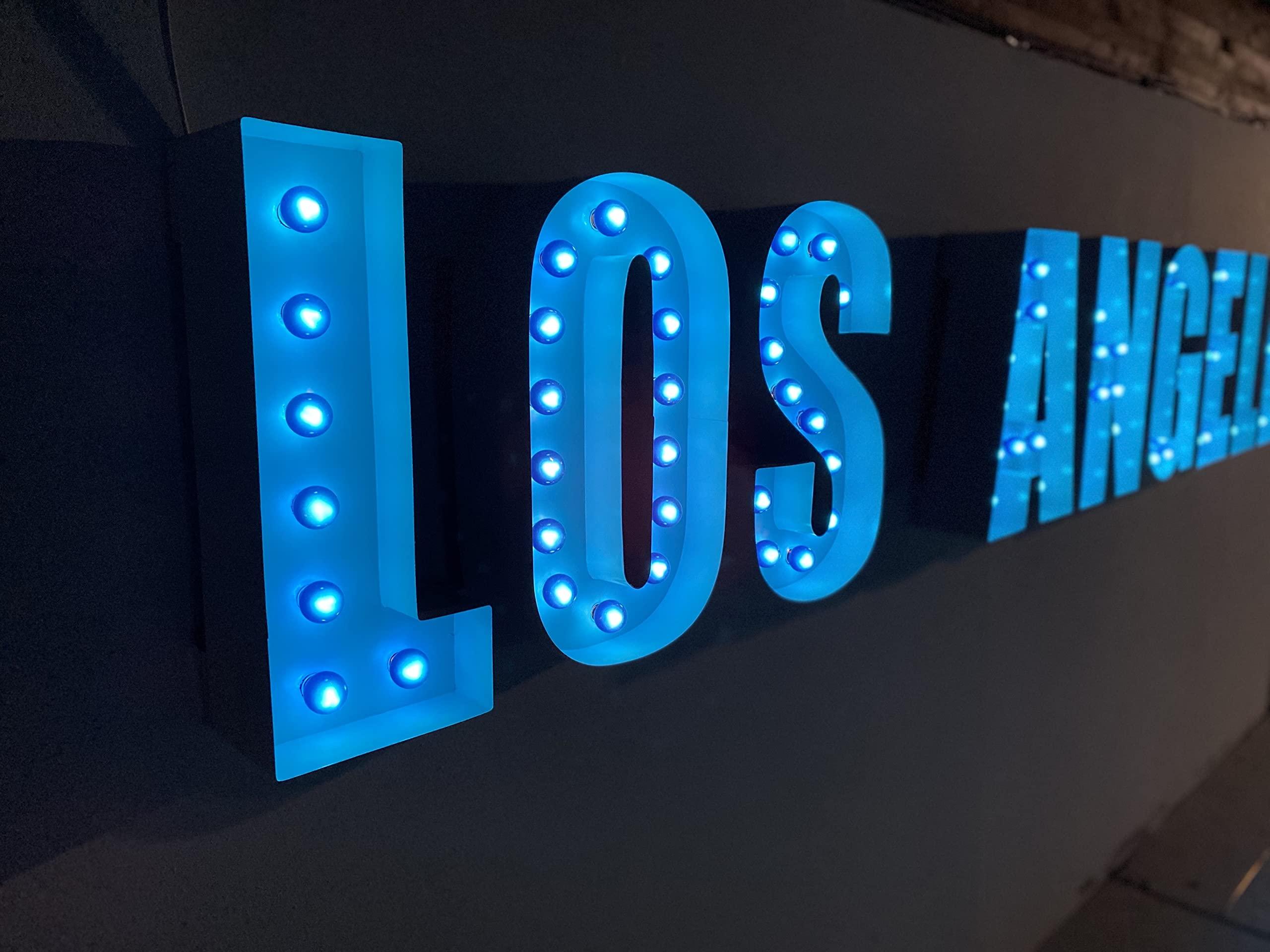 Generic Custom Marquee Sign Letters | Large Marquee Letters 3ft Tall | Marquee Letters 3 feet tall | Bar Sign With Lights | Los Angeles Wall Art (6, White)