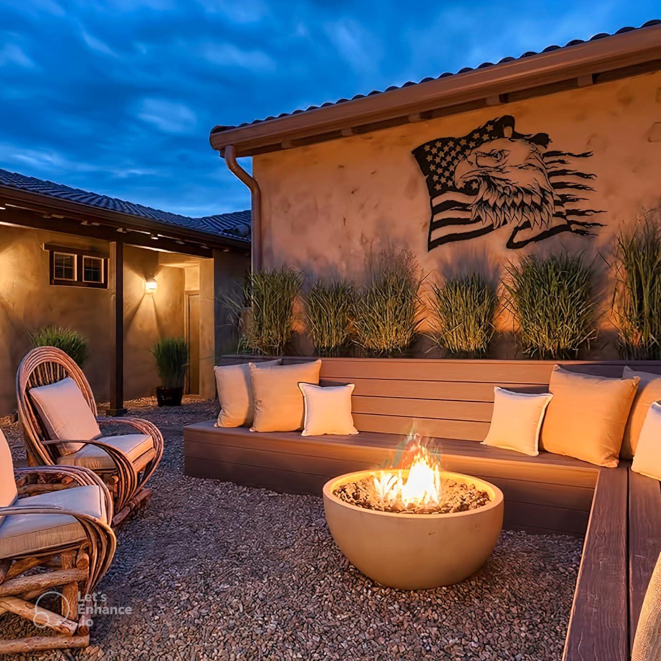 PLTZCRAFT PLTZCRAFT Metal Bald Eagle Wall Art, Large Metal Eagle American Flag Wall Decor, Patriotic Gift for Home, Bathroom, Living Room, 16.9 x 23.6' / 43 x 60 cm