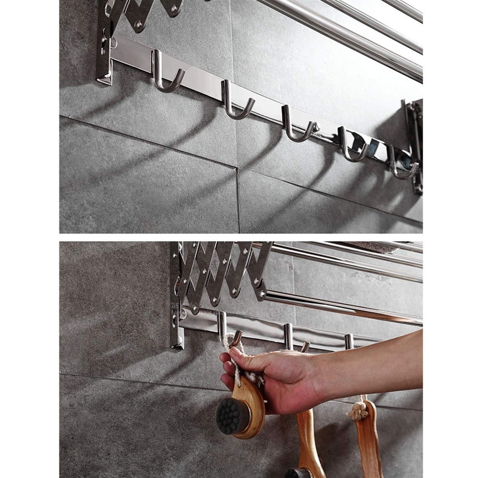 HomeLoft Basics Wall Mounted Laundry Drying Rack Retractable Folding Airer Garment Clothline Dryer Rack Bathroom Towel Holder Space Saver Clotheshorse for Indoor Outdoor (40cm/15.7in)