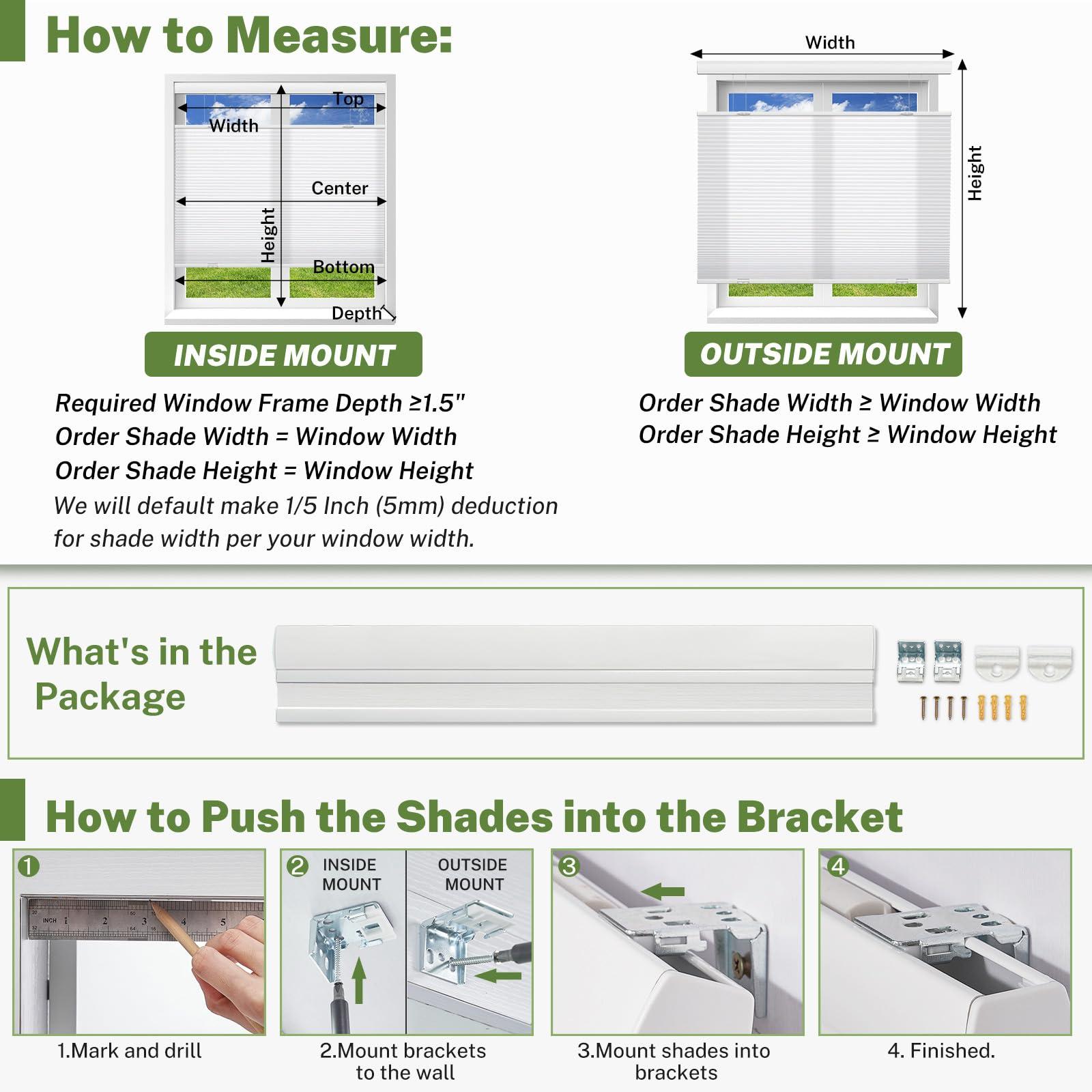 MiLin MiLin Top Down Bottom Up Cellular Blinds for Windows Cordless Cellular Shades Honeycomb Design Blinds & Shades Room Darkening Shades for Home, Bathroom, Office (Light Filtering - Gray, 74" W x 72" H)