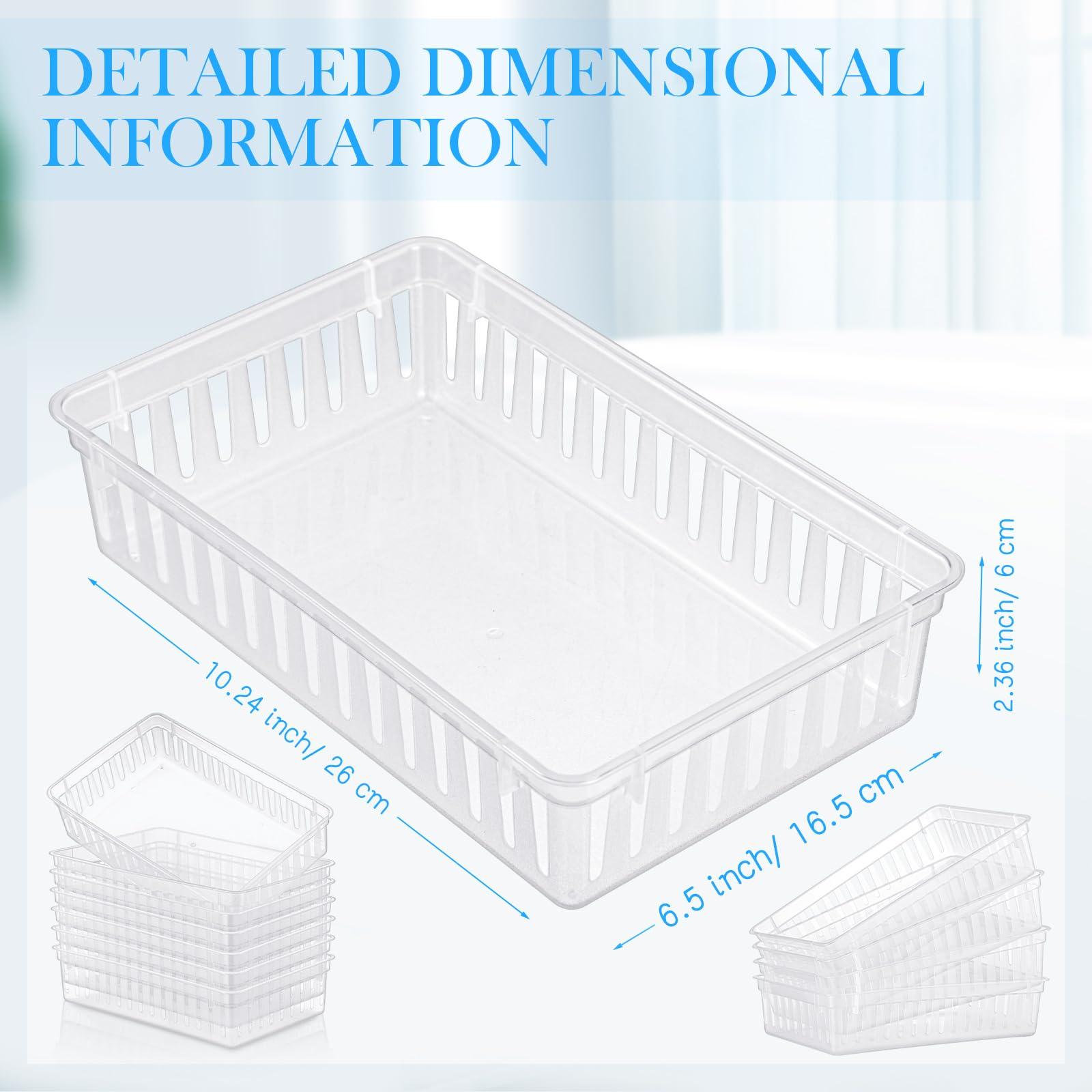 Wenqik Wenqik 24 Pcs Small Plastic Storage Baskets Bulk for Organizing 10.24 x 6.5 x 2.36 Inch Plastic Storage Bins Tray Organizer Bin Container for Bedroom Office Classroom Desktop(Clear)