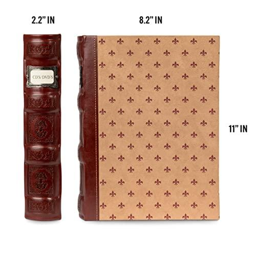 Bellagio-Italia Bellagio-Italia Tuscany CD/DVD Storage Binder Set - Leather - 144-Disc Capacity - Storage Organizer for DVDs, CDs, Blu Rays, & Video Games - Acid-Free Binder Organizer Sheets - 3 Pack - Crimson