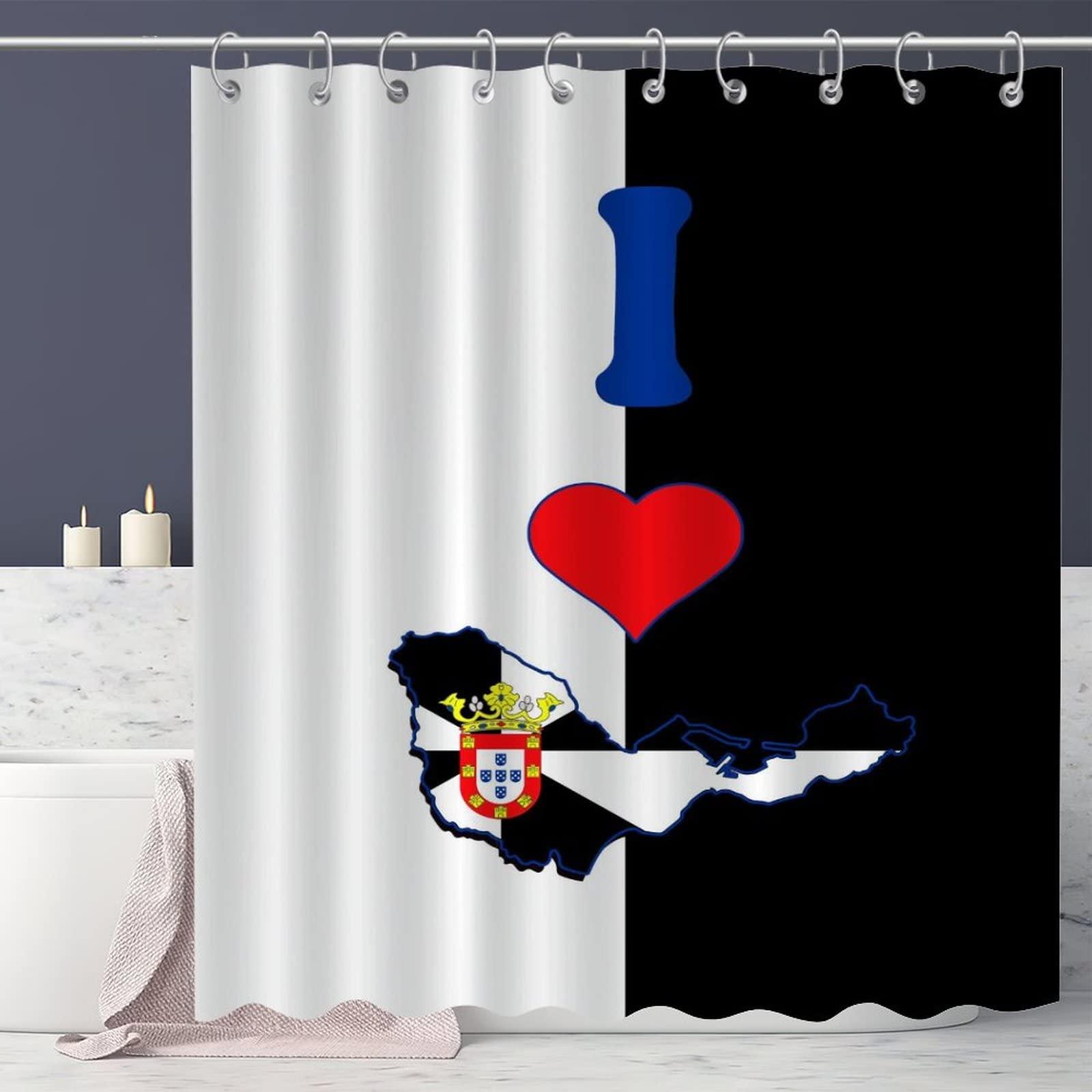 COVOME COVOME Shower Curtains I Love My Country Ceuta Bathroom Curtain World State Map Flag Country Shower Curtain Set with Hooks Bathroom Decor 72x84 Inch