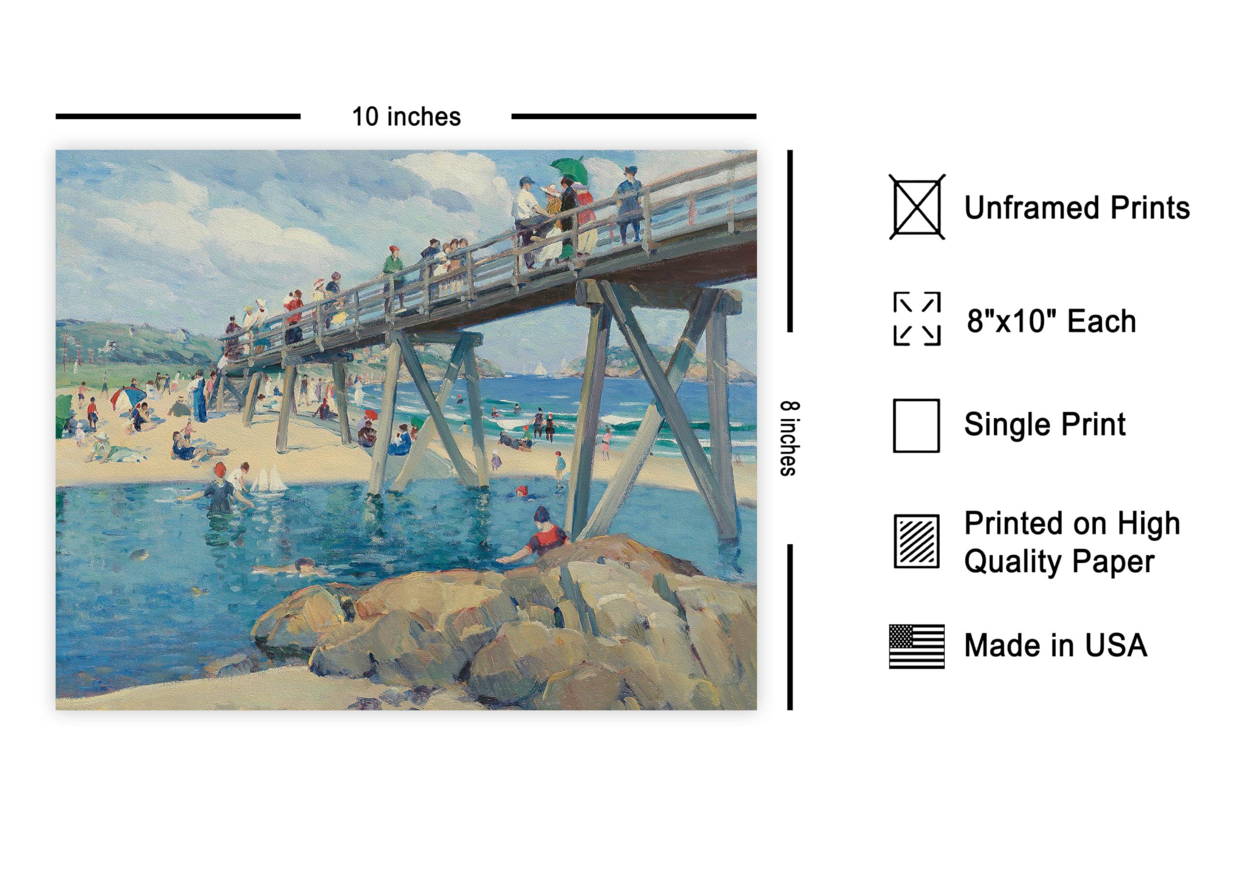 Poster Master Poster Master Vintage Beach Poster - Retro Good Harbor Beach Print - Massachusetts Art - Cool Travel Gift for Her, Him - Wall Decor for Bedroom, Bathroom, Lake or Beach House - 8x10 UNFRAMED Wall Art