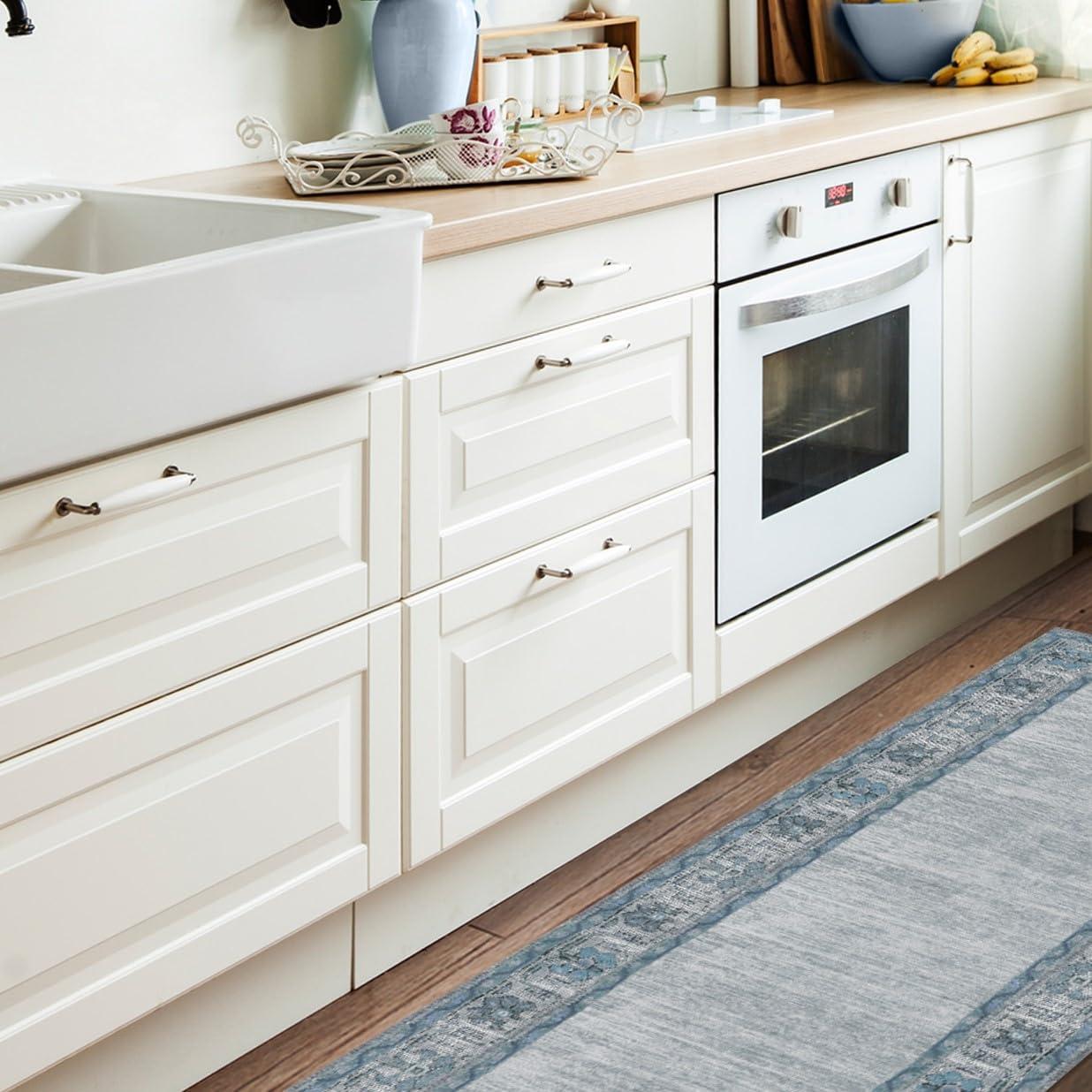 RUGGABLE Ruggable Washable 2x3 Area Rug, Zinnia Blue, Premium Rugs for Living Room, Bedroom, Kitchen, Office, Classroom with Gripper Non Slip Pad