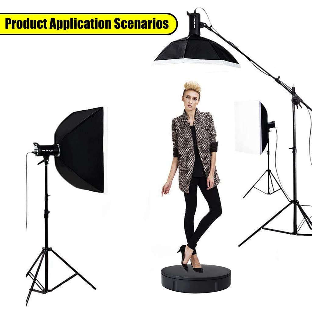 FONOBO FONOBO Motorized Rotating Display Stand 360 Electric Turntable with 5 PVC Backgrounds, 330Lb Load for Display Heavy Duty Product,Black