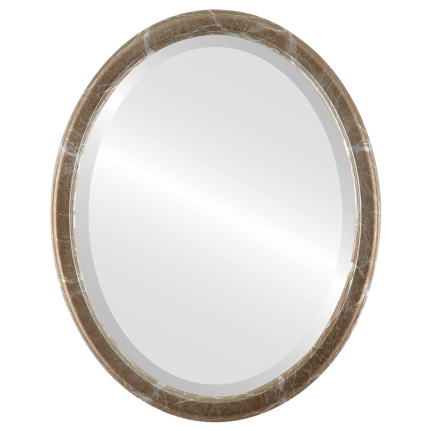 OVALCREST OVALCREST Oval Beveled Wall Mirror for Home Decor - Toronto Style - Champagne Silver - 18x22 Outside Dimensions