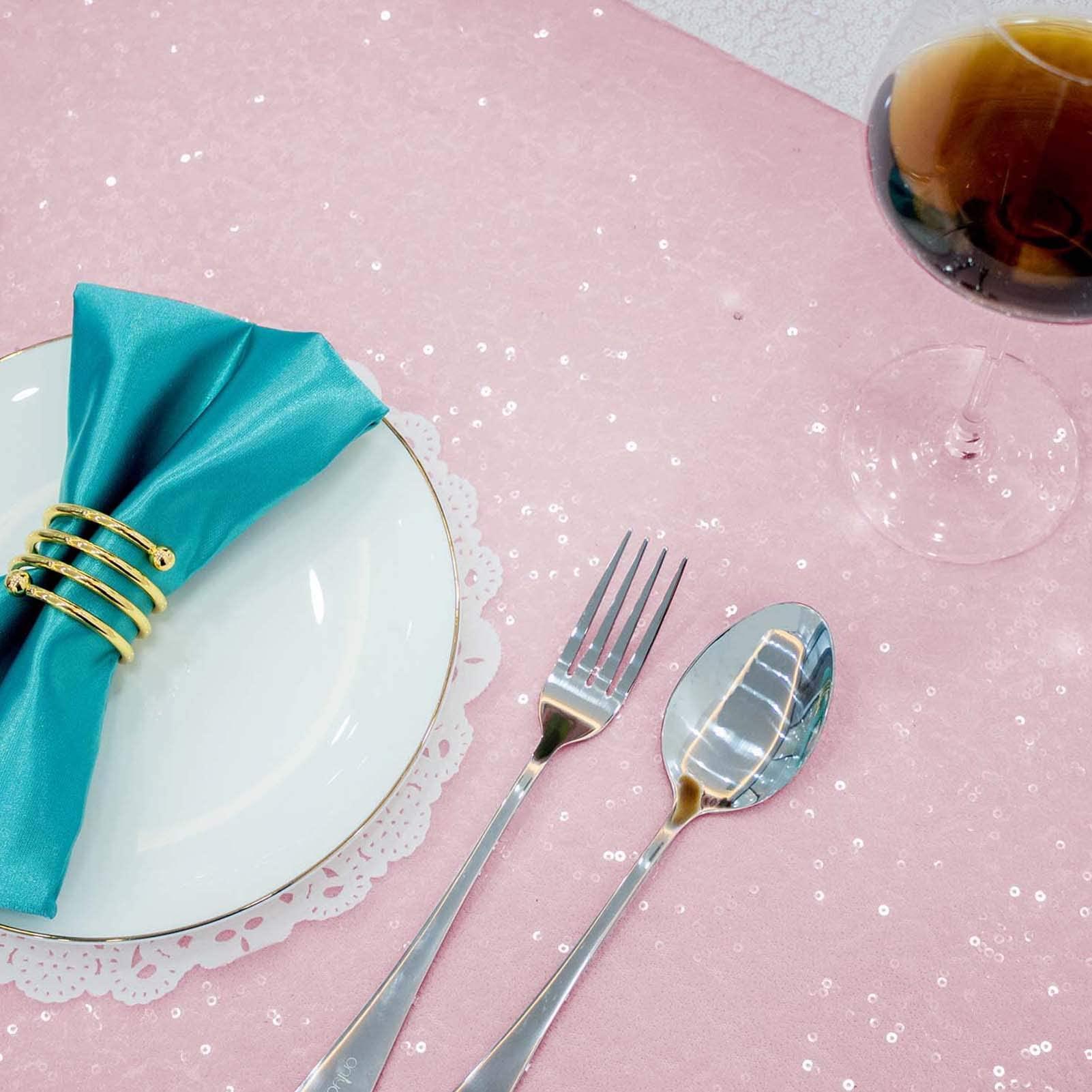 TCBESTO TCBESTO Pink Sequin Tablecloth 50\" x 50\" Glitter Table Cover Square Metallic Sparkle Table Cloth for Birthday Parties Showers Weddings Easter Valentine\'s Day