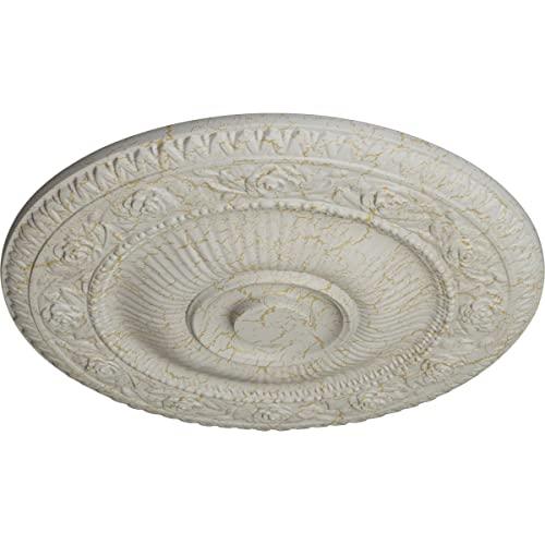 Ekena Millwork Ekena Millwork CM24NAPCC Neuveau Ceiling Medallion, 24 1/4\"OD x 2\"P (Fits Canopies up to 6 3/8\"), Hand-Painted Pot of Cream Crackle