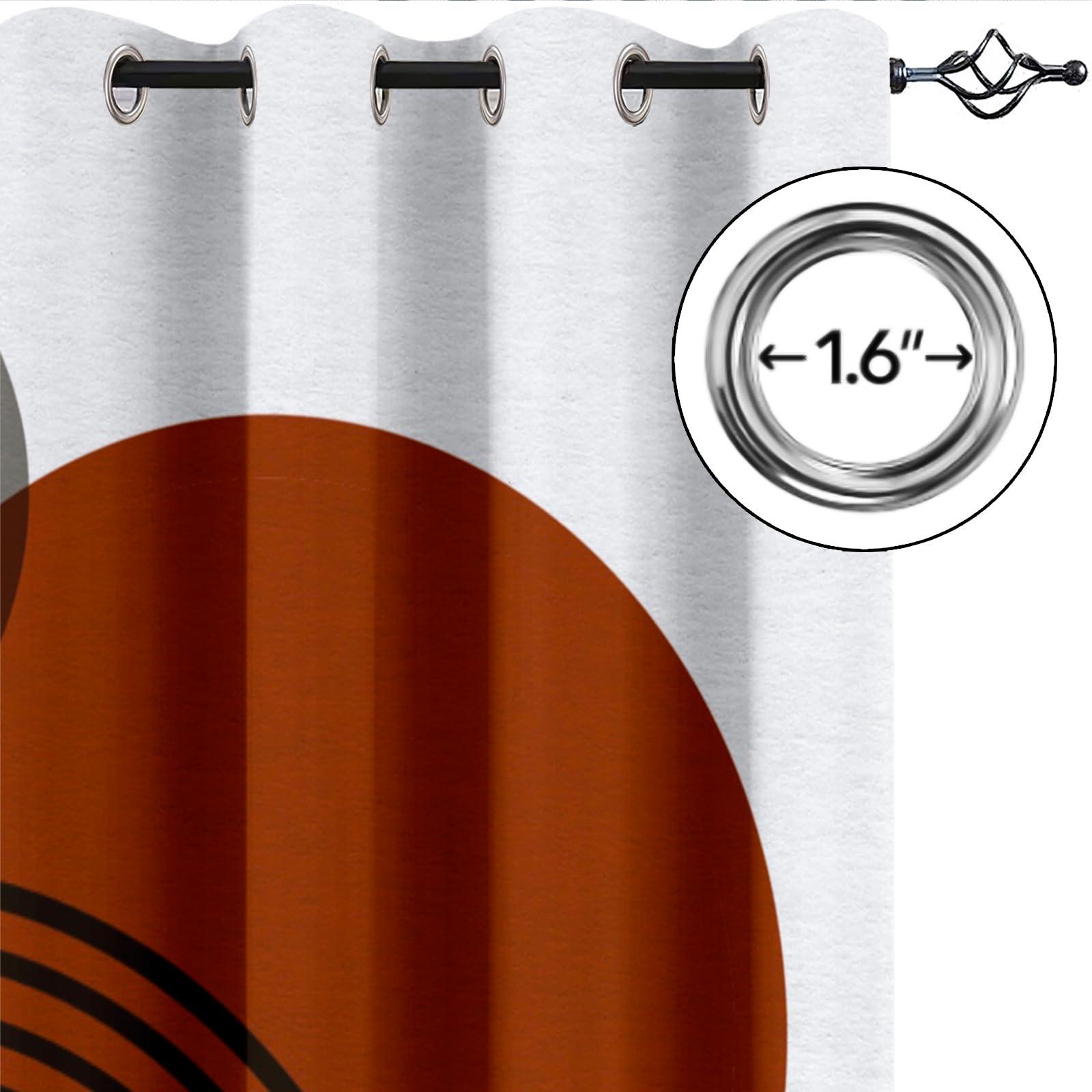 MPUTIE Mid Century Gray Brick Red Circle Kids Curtains, Minimalist Boho Arch Blackout Curtains, Thermal Insulated Grommet Washable Window Drapes for Bedroom Kitchen Apartment Nursery 2 Panels - 63x63Inch