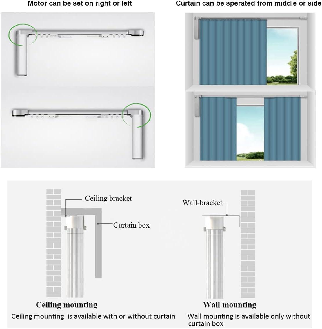 Dherju Celling Smart Curtains System, Electric Track with Adjustable Rail,Automatic Curtain Opener,Motorized Curtains Rods With Remote, Compatible with Alexa/Google Home (Up to 160in)