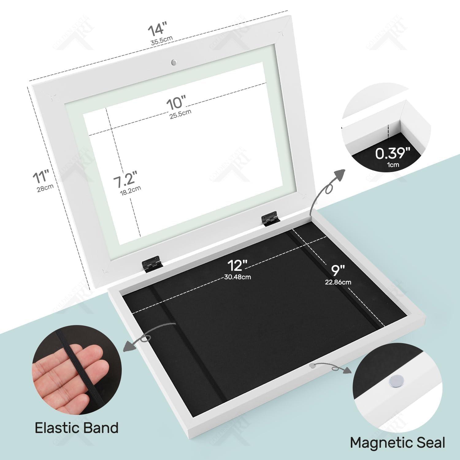 Golden State Art Golden State Art, Kids Art Frames Front Opening Holds 50 Pack, Kids Artwork Frames Changeable 9X12, White Storage Frame Display for Kid Artworks, Children Art Projects/Drawing, 3D Picture, 4 Pack
