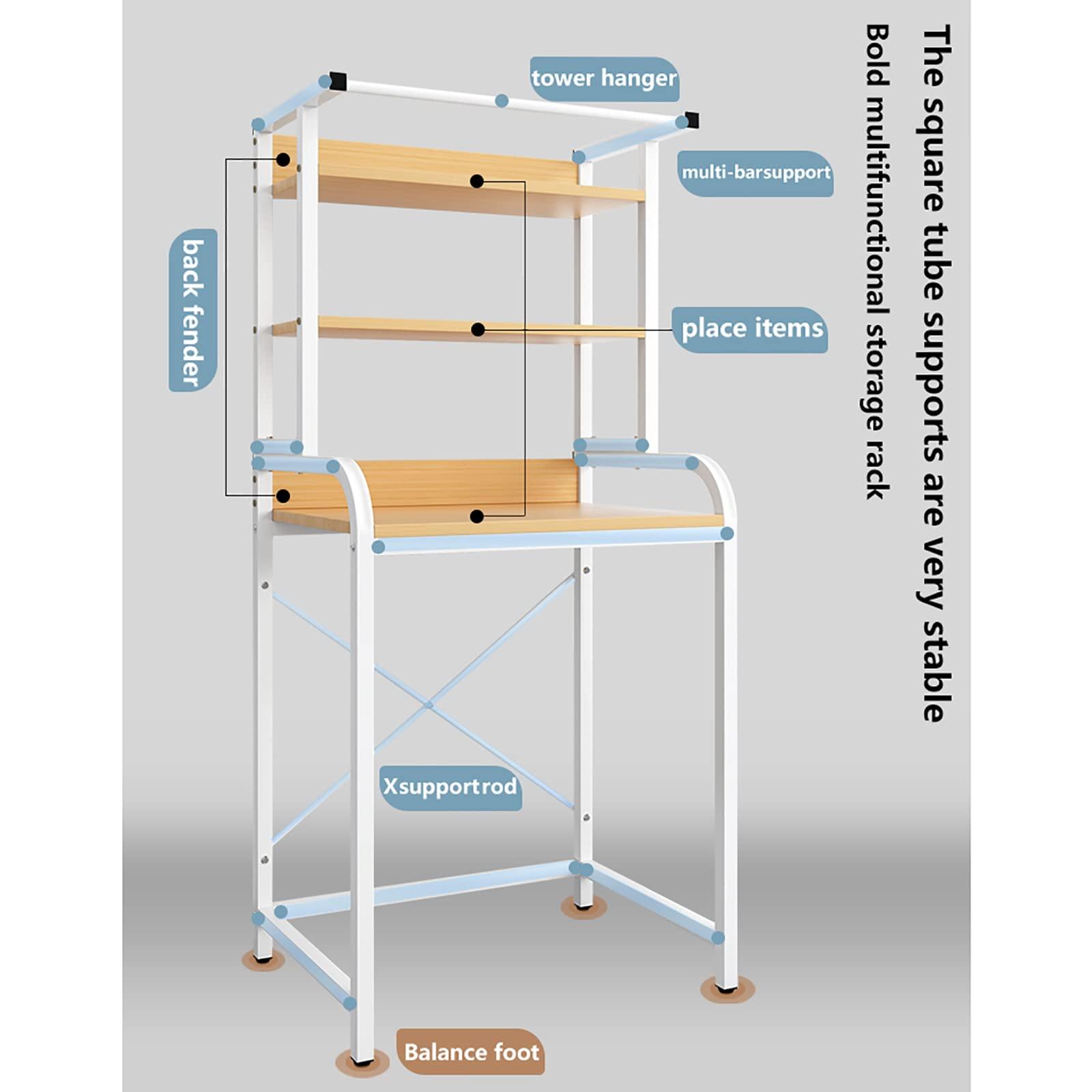 RAUKS Washing Machine Rack Toilet/Washing Machine Storage Rack 3 Tier Laundry Room Shelf Above, 3 Tier Laundry Room Rack, Washer Storage Utility Rack, Adjustable Bathroom Organization Space Saving