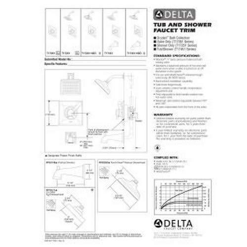 DELTA FAUCET Delta Faucet Dryden 17 Series Dual-Function Tub and Shower Trim Kit with Single-Spray Touch-Clean Shower Head, Polished Nickel T17451-PN (Valve Not Included)
