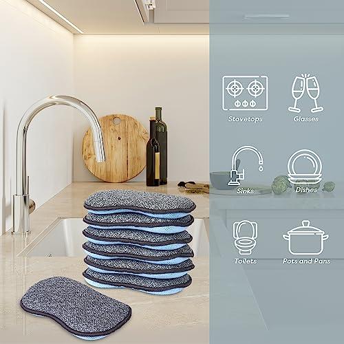 SCRUBIT Multi-Purpose Sponges Kitchen by Scrub-it - Non-Scratch Microfiber sponges for Cleaning, Along with Heavy Duty Scrubbing Power - Reusable Dish Sponge for Dishes, Pots and Pans (6 Pack, Small)