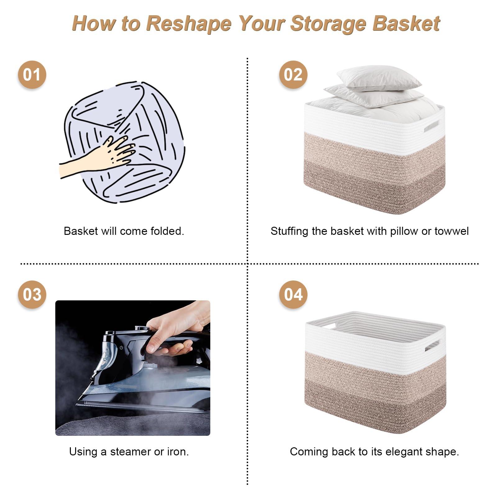 SIXDOVE Storage Baskets for Organizing, 2 Pack Woven Basket for Storage, Rectangle Baskets for Shelves Closet Organizers, Toy Basket for Nursery Storage Living Room, Laundry Room, Bedroom, Gradient Blue