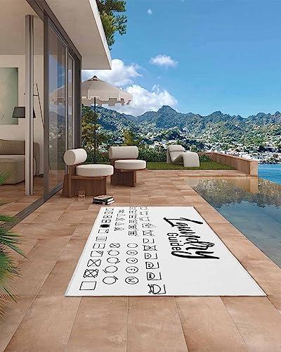Vandarllin Outdoor Patio Rugs Laundry Room Sign Outdoor Area Rug White Guide Non-Slip Backyard/Camping RV Rug/Deck/Porch Rug Front Door Floor Mat Carpet,6x9ft,