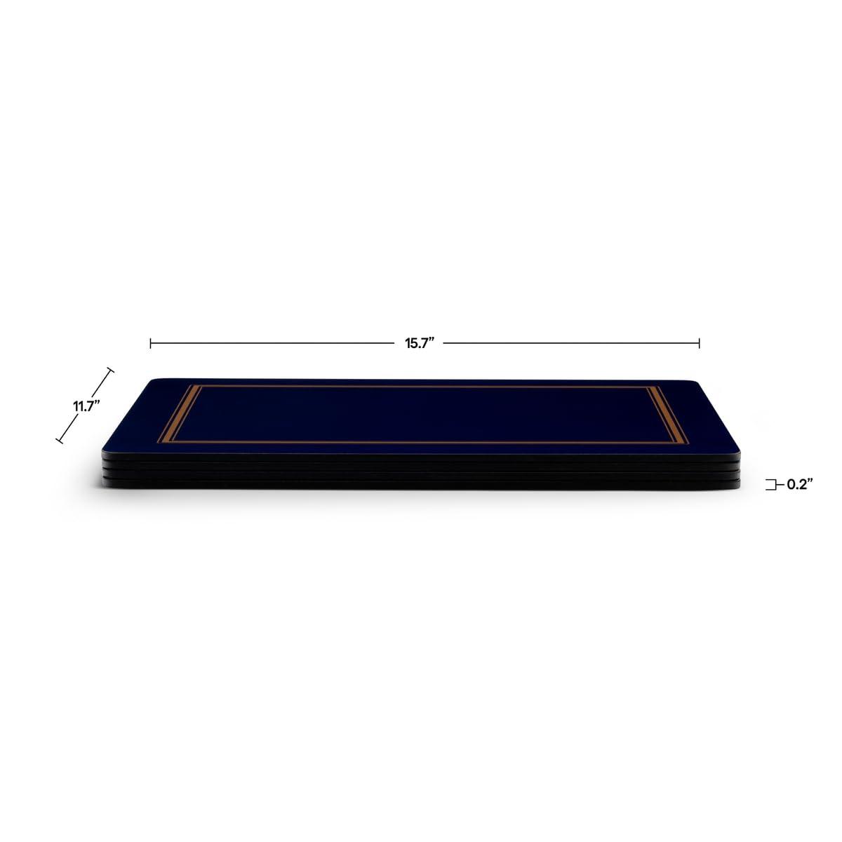 Pimpernel Pimpernel Classic Midnight Blue Collection Placemats | Set of 4 | Heat Resistant Mats | Cork-Backed Board | Hard Placemat Set for Dining Table | Measures 15.7” x 11.7”