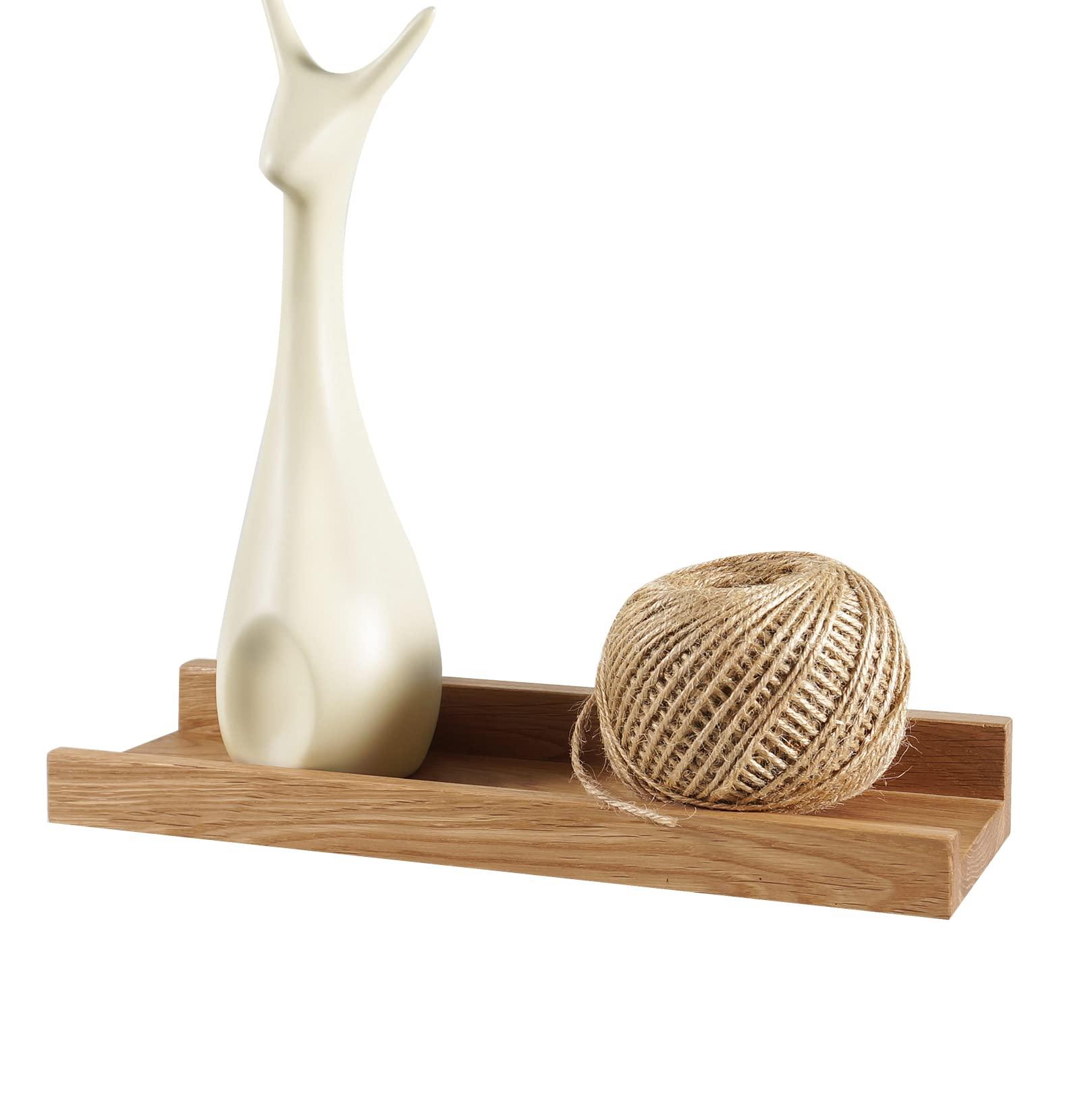 Recogwood Recogwood Floating Shelves Wall Mounted, 12 Inch Wall shelves for Decor and Storage, Natural Solid Oak Wood Shelf, Picture Ledge for Bedroom/Bathroom/Living Room/Kitchen/Laundry Room, Natural Color