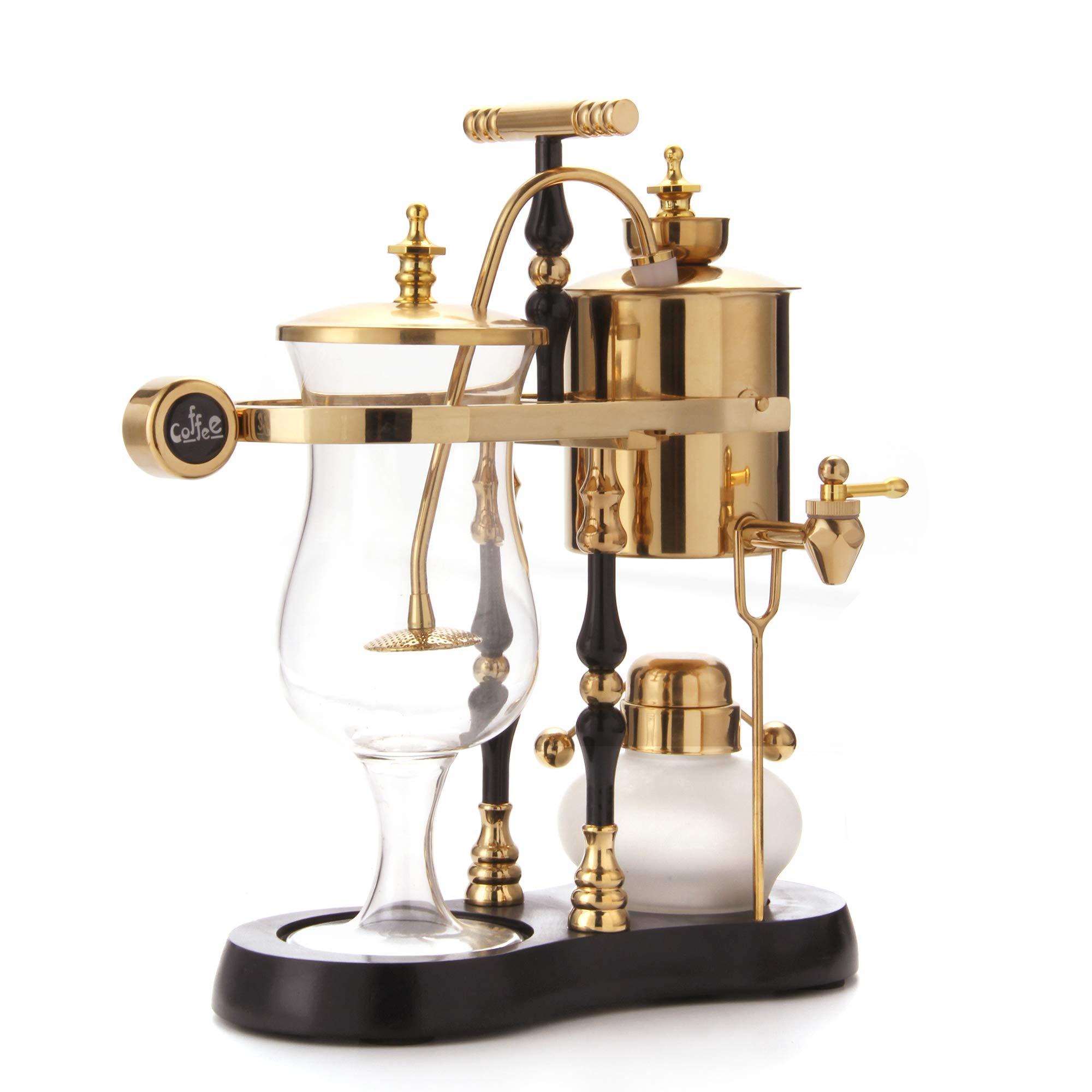 Diguo Diguo Belgian/Belgium Family Balance Siphon/Syphon Coffee Maker, Elegant Double Ridged Fulcrum with Tee Handle (Egyptian Black & Gold)