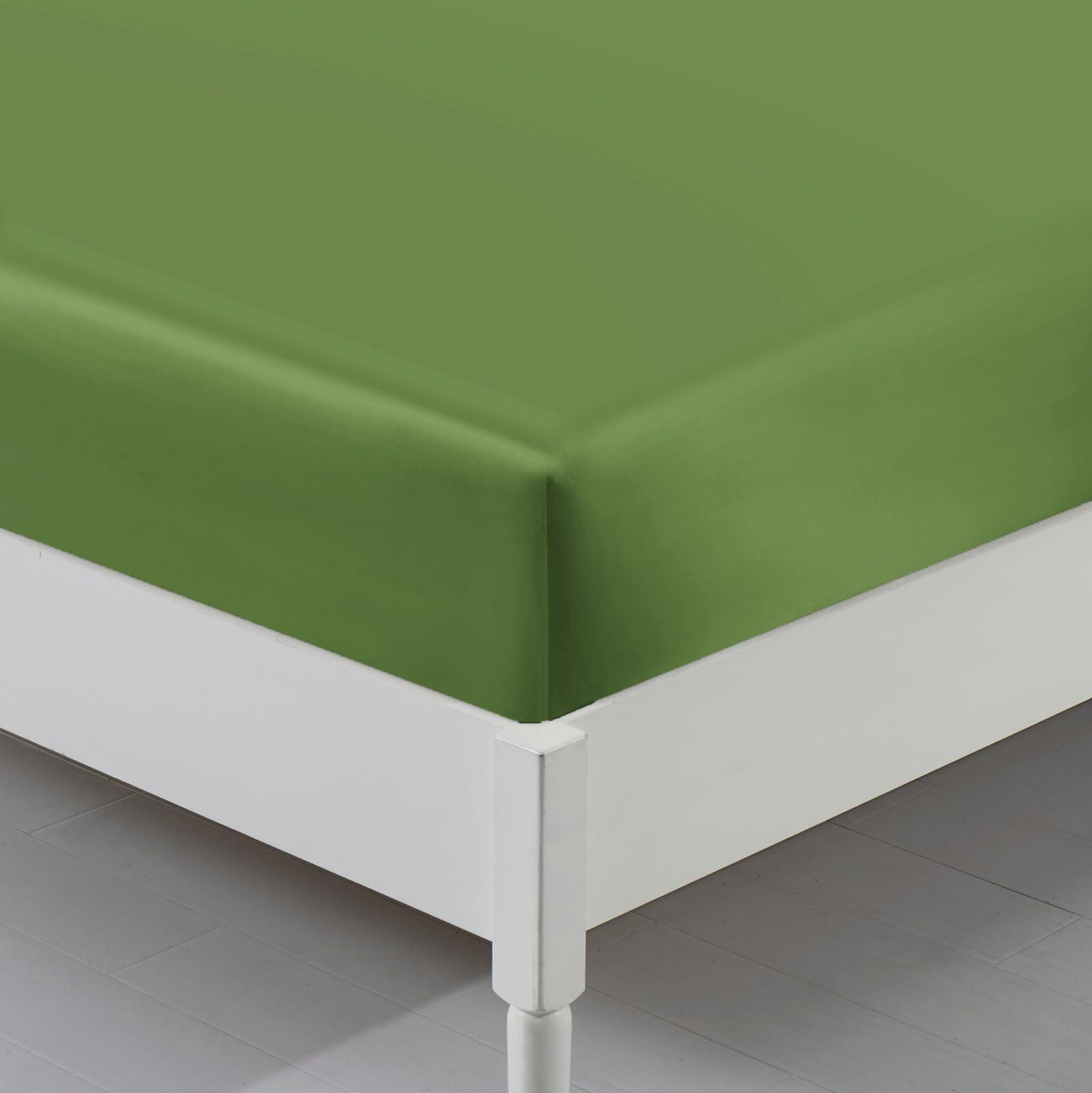 Lanest Housing California King Silk Satin Fitted Sheet, Soft Deep Pocket Single Bottom Bed Sheets Sold Separately, Wrinkle Free, Non- Fading, Breathable, Fully Elasticized(Cal King Size, Sage Green)