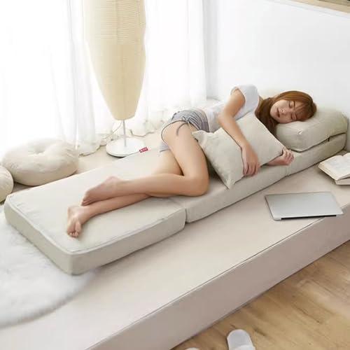PBTMCD Back Support Floor Sofa with Pillow, Thickened Cushion, 5-Position Adjustable Foldable Lazy Sleeper Bed, Removable & Washable Cloth Cover, Meditation Couch Chaise Lounge (Color : PU Leather Fabric Bl