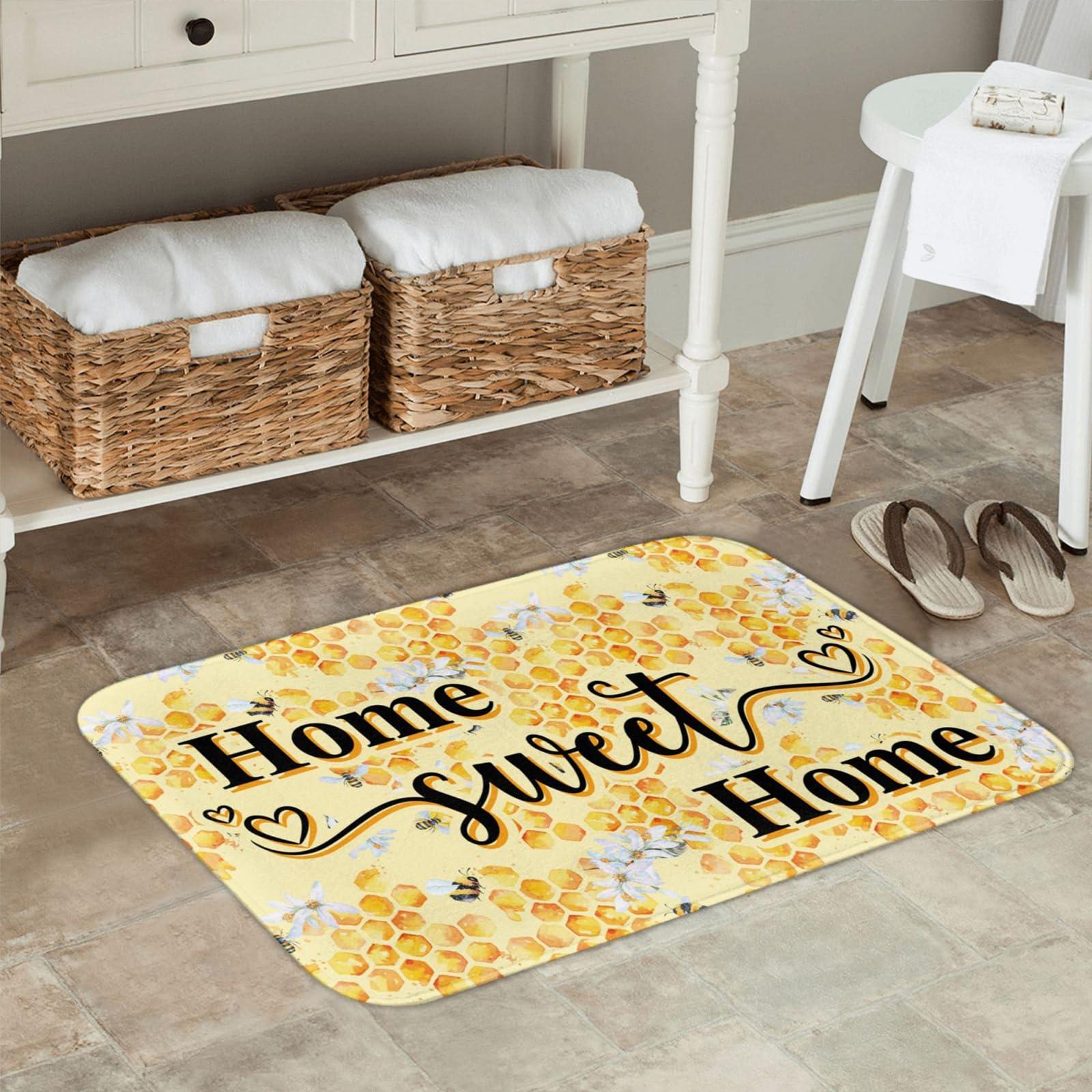Lairep Lairep Outdoor Welcome Mat, Home Sweet Home Door Mat, Cushioned Anti Fatigue Kitchen Mat, Yellow Farmhouse Doormats for Home Entrance, Washable Non Slip Indoor Entry Rug, 3120 Inch