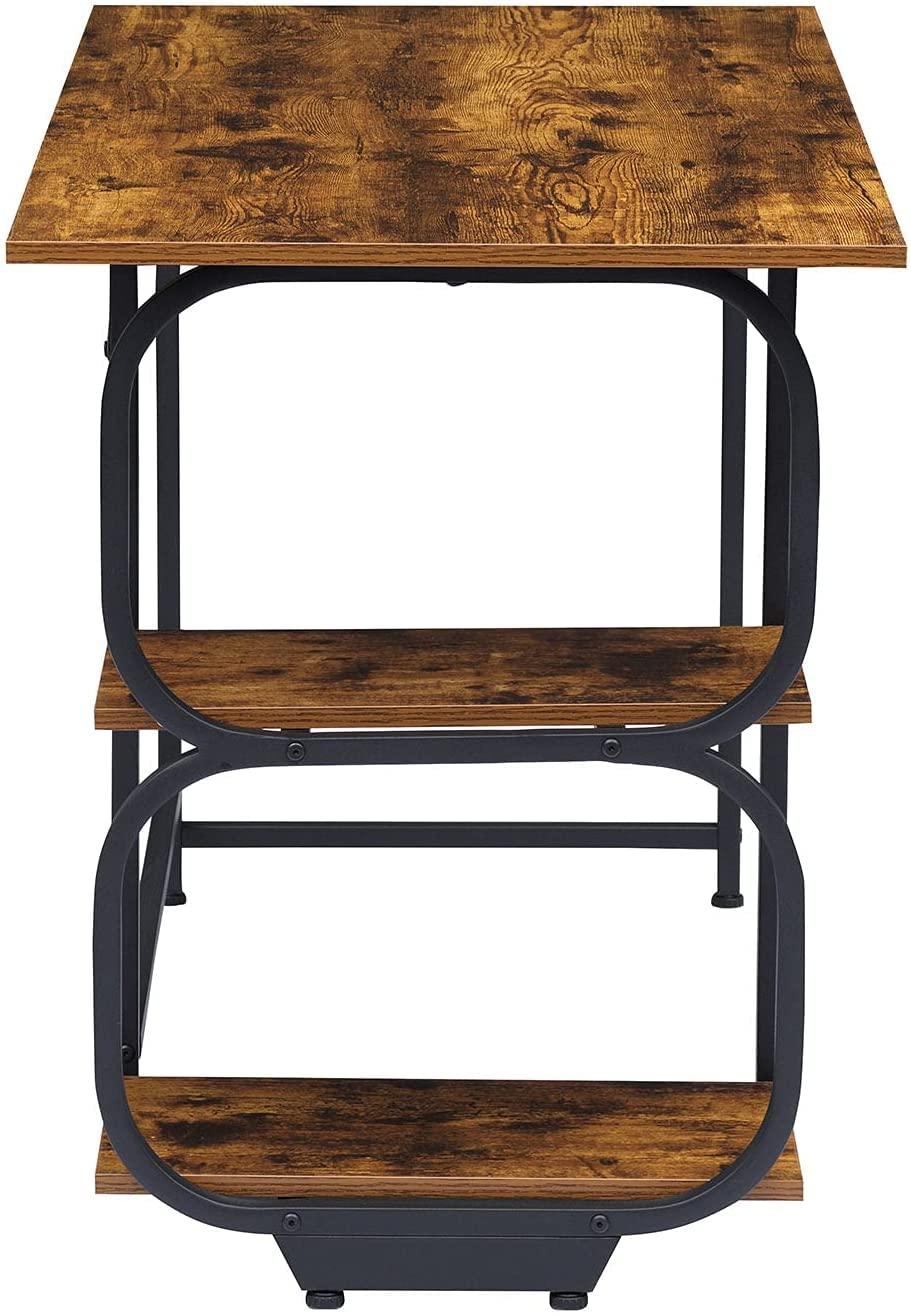 Annivia Anivia Writing Computer Home Office Desk with 2 Storage Shelves on Left or Right Side, Industrial Simple Style Wood Table Metal PC Laptop Notebook, 47\", Rustic Brown + Black Frame