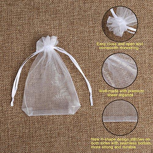 Hopttreely Hopttreely 100PCS Premium Sheer Organza Bags, White Wedding Favor Bags, 4x4.72 Jewelry Gift Bags for Party, Jewelry, Christmas, Festival, Bathroom Soaps, Makeup Organza, Wrapping Supplie