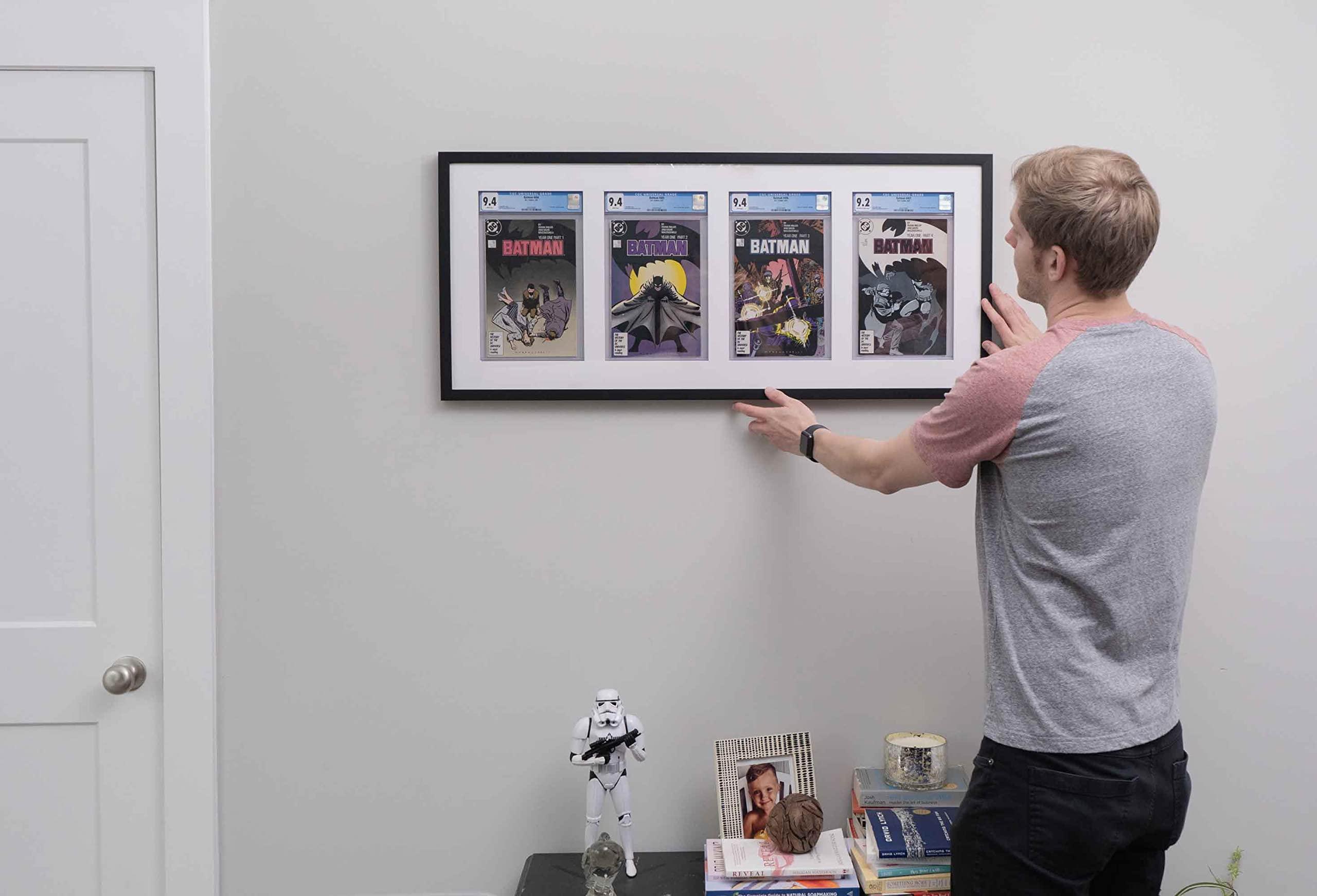 CustomPictureFrames.com 8 Comic Book Frame Gold Collage Comic Book Frame with White Mat to Display 8 Golden Age Comic Books with UV Acrylic, Backing & Hanging Hardware