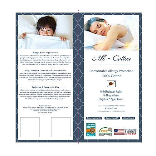 National Allergy National Allergy Complete Bedding Set - Queen Size - 100% Cotton Hypoallergenic Pillow (2 Pack) & Mattress Protector (12-Inch Deep), & Duvet Cover