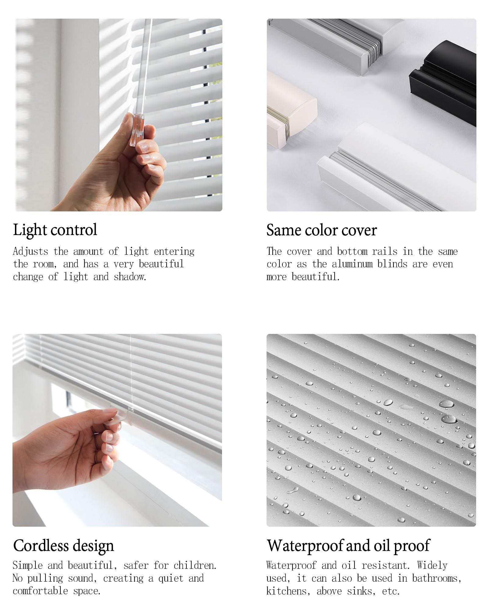 VEZEBSTR Custom 1 Inch Aluminum Blinds for Windows Cordless Mini Venetian Blinds Mini Blinds Aluminum Blackout Horizontal Blind for Bathroom Office RV. Lavender,93" W x(12" H to 98" H Customize)